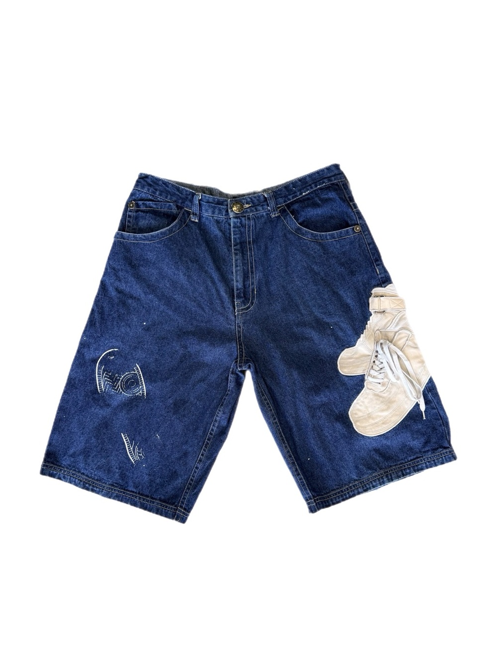 Raw Blue Classic Urban Denim baggy Embroidered jorts
